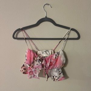 Bershka Printed Tulle Top with Straps